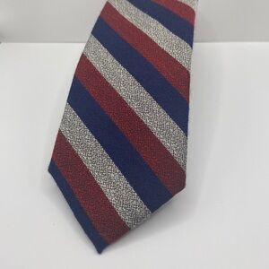 Knottery New York Men’s Navy/Burgundy/Gray Striped Silk Blend Tie